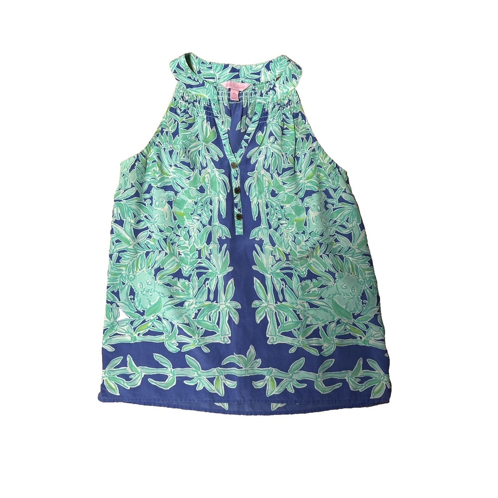 Lilly Pulitzer Bailey "Koala of the Wild" 100% Silk Tank Top Size XS
